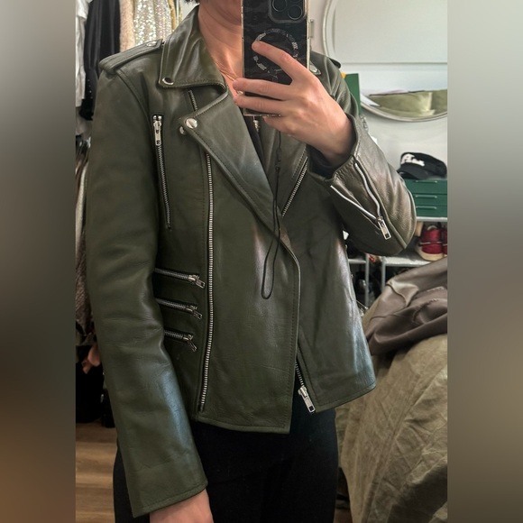 *SOLD* NWOT Leatherskin Custom Green Biker Jacket - Picture 5 of 7